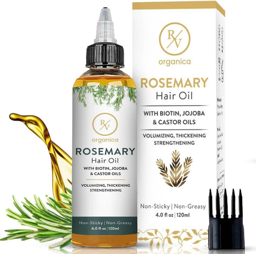 Rosemary Oil for Hair Growth | Infused with Biotin Jojoba and Castor Oil | for Strengthen and Thicker Hair | Soothes Dry Scalp | Men and Women Both | 4 Fl Oz