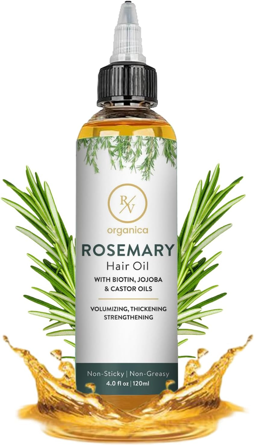 Rosemary Oil for Hair Growth | Infused with Biotin Jojoba and Castor Oil | for Strengthen and Thicker Hair | Soothes Dry Scalp | Men and Women Both | 4 Fl Oz